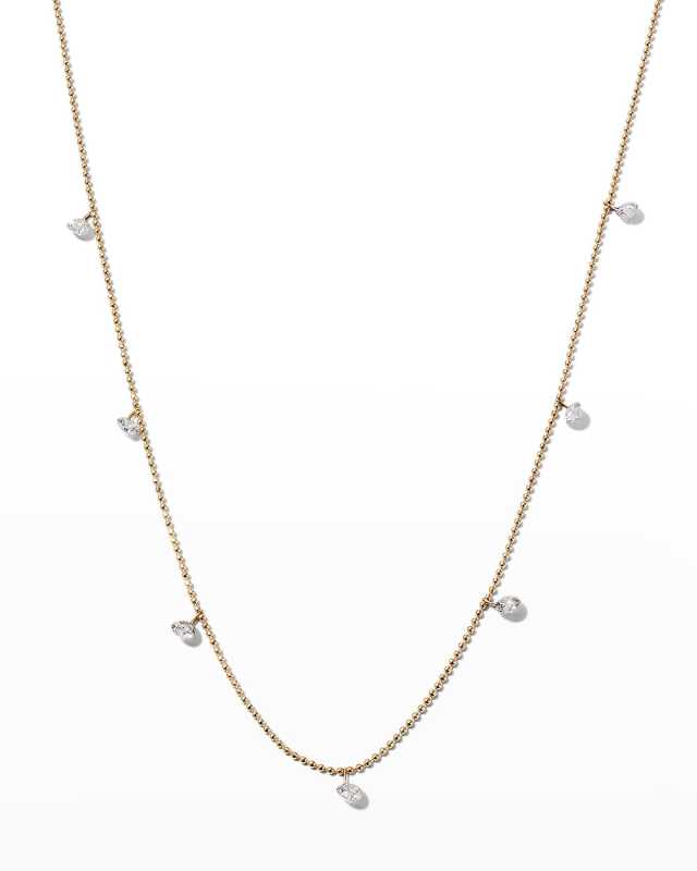 Tiny Floating Diamond Necklace in Yellow